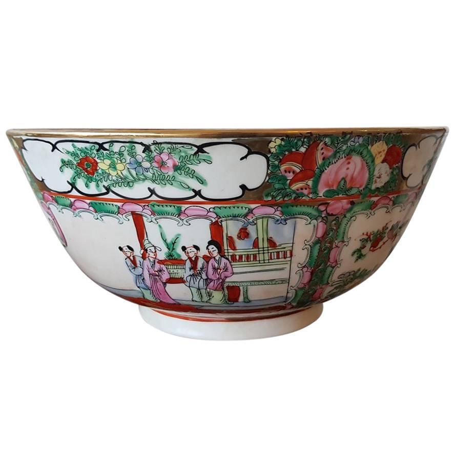Large Vintage Chinese Porcelain Bowl Marked "Qianlong nian zhi"