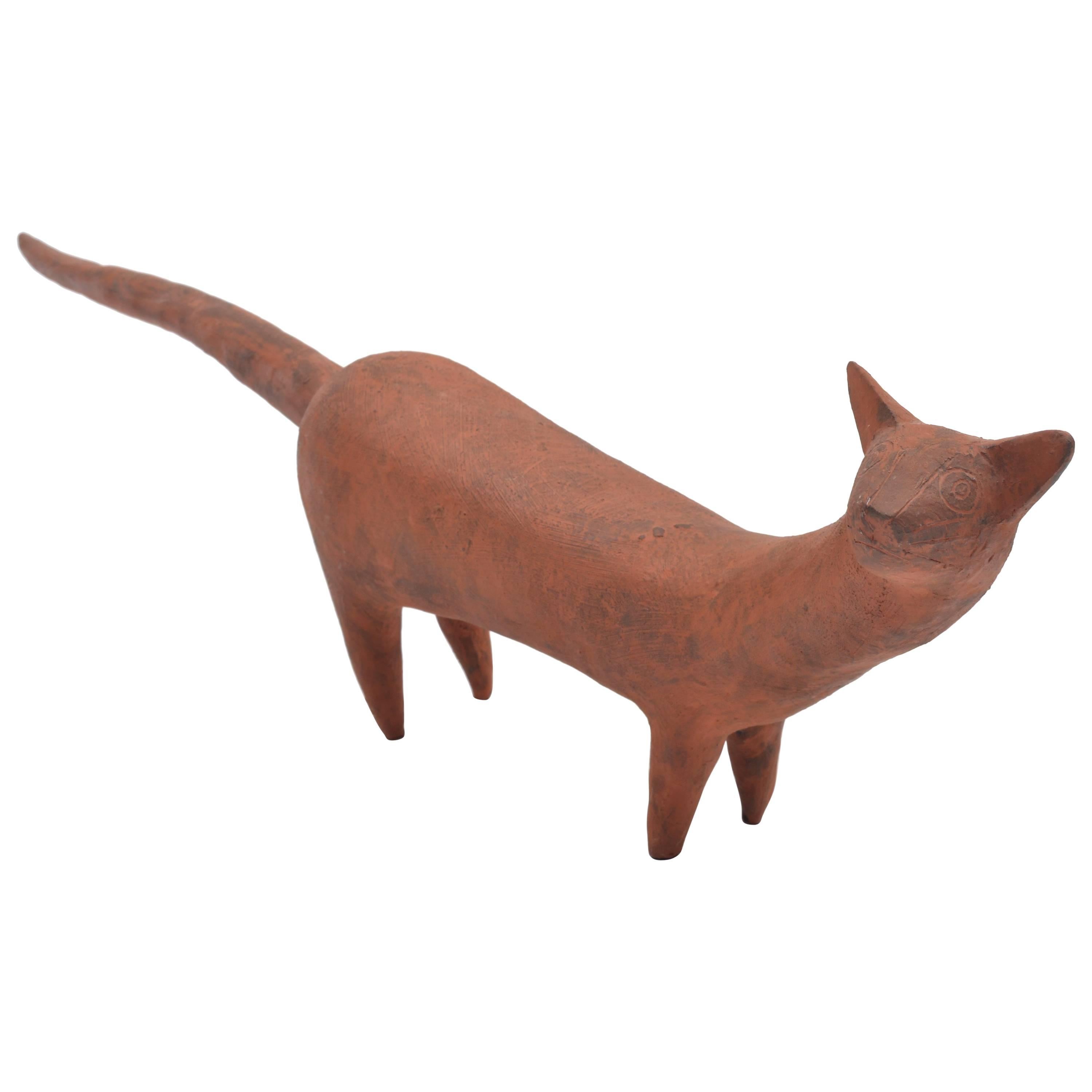 Leza McVey Ceramic Cat Sculpture For Sale