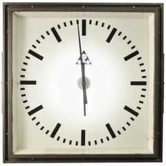 Midcentury Pragotron Industrial Square Wall Clock