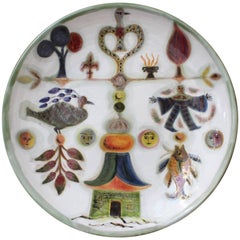 Decorative Ceramic Platter by David Sol, Sant Vicens, France circa 1950s