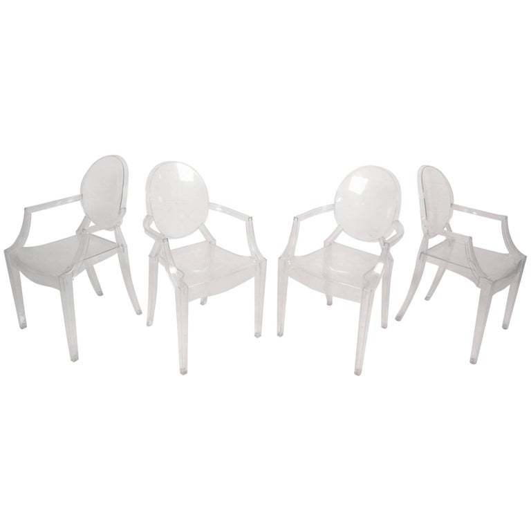 Set of Four Contemporary Modern Lucite Stacking Chairs For Sale at 1stdibs