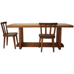 Axel Einar Hjorth 'Lovo' Table and Eight 'Utö' Chairs, Oregon Pine, Iconic.