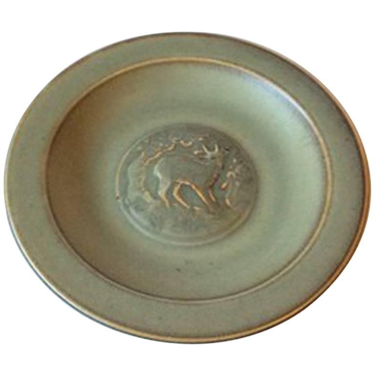 Bing & Grondahl Stoneware Dish with Motif of Deer No. L805 For Sale