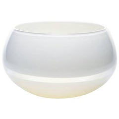 Large Lattimo White / Ivory Closed Bowl by California Designer Caleb Siemon