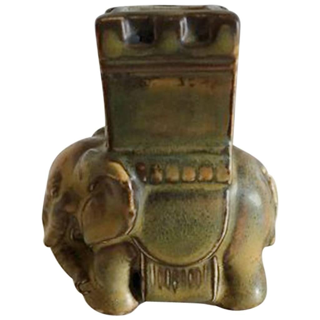  Bing & Grondahl Stoneware Elephant / Matchstick Holder #2125M For Sale