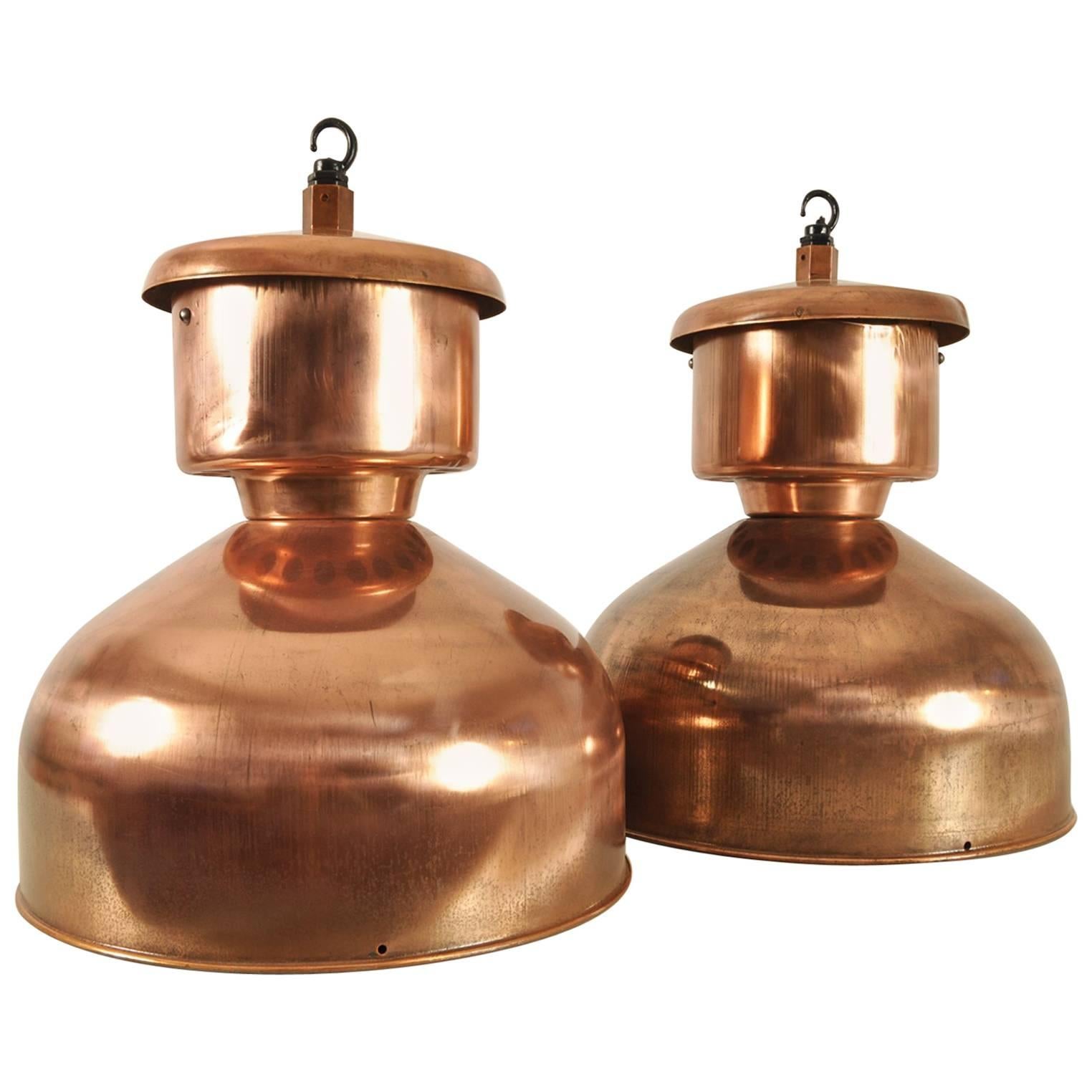 Copper-Plated Industrial Pendant Lights For Sale