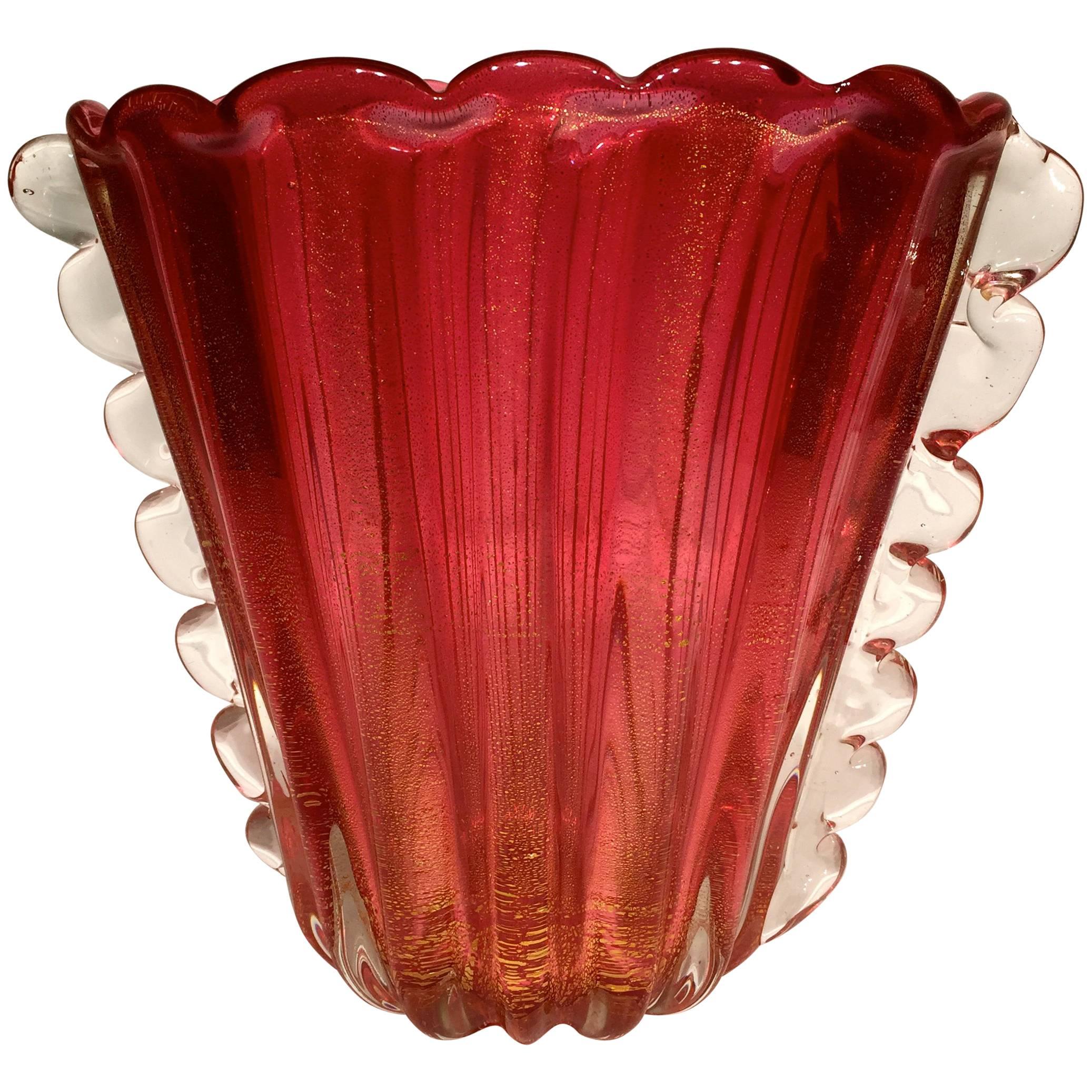 ARCHIMEDE SEGUSO Vase in Murano glass circa 1950 For Sale