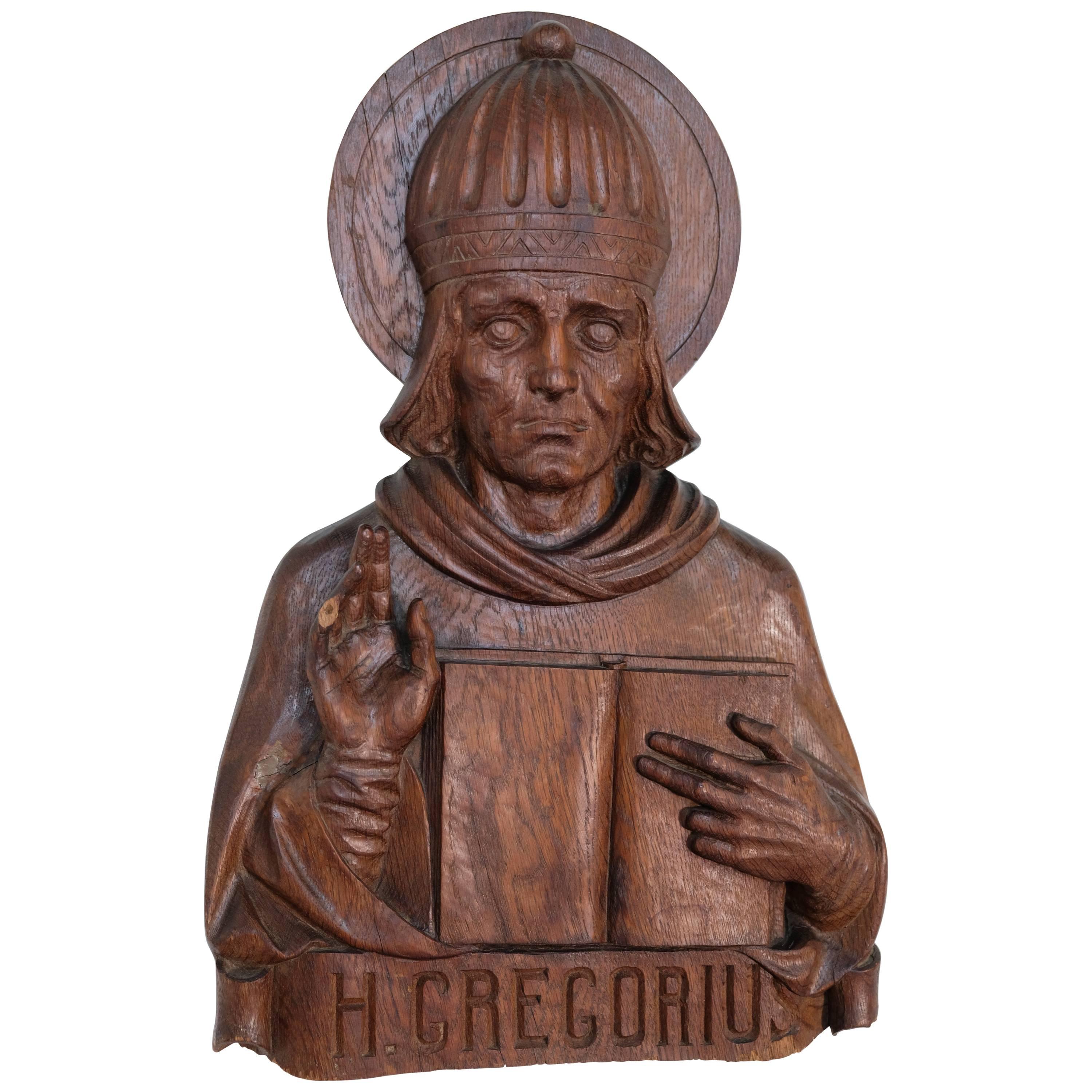 Religious Carving of Pope St. Gregory For Sale