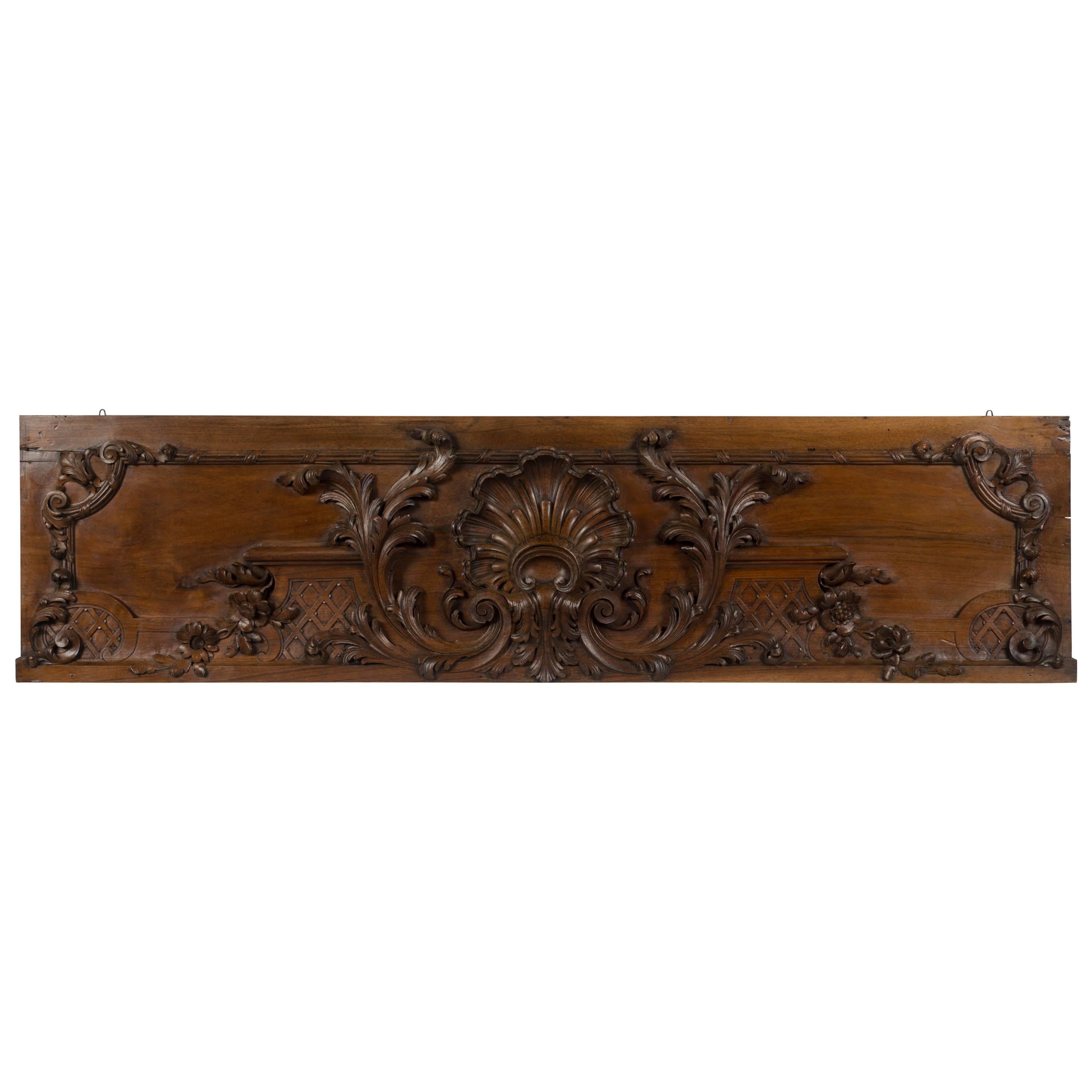 19th Century French Carved Walnut Architectural Panel