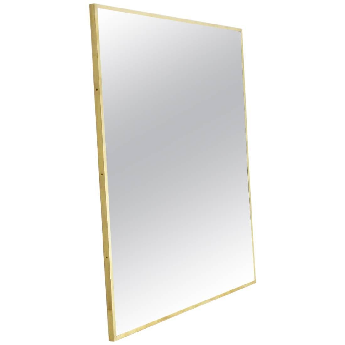 Rectangular Brass Frame Mirror by Uso Interno For Sale