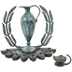 Maurice Ascalon Pal Bell Bronze Wreath Menorah