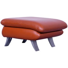 Koinor Rossini Designer Footstool Orange Red Leather Footrest Pouf Modern