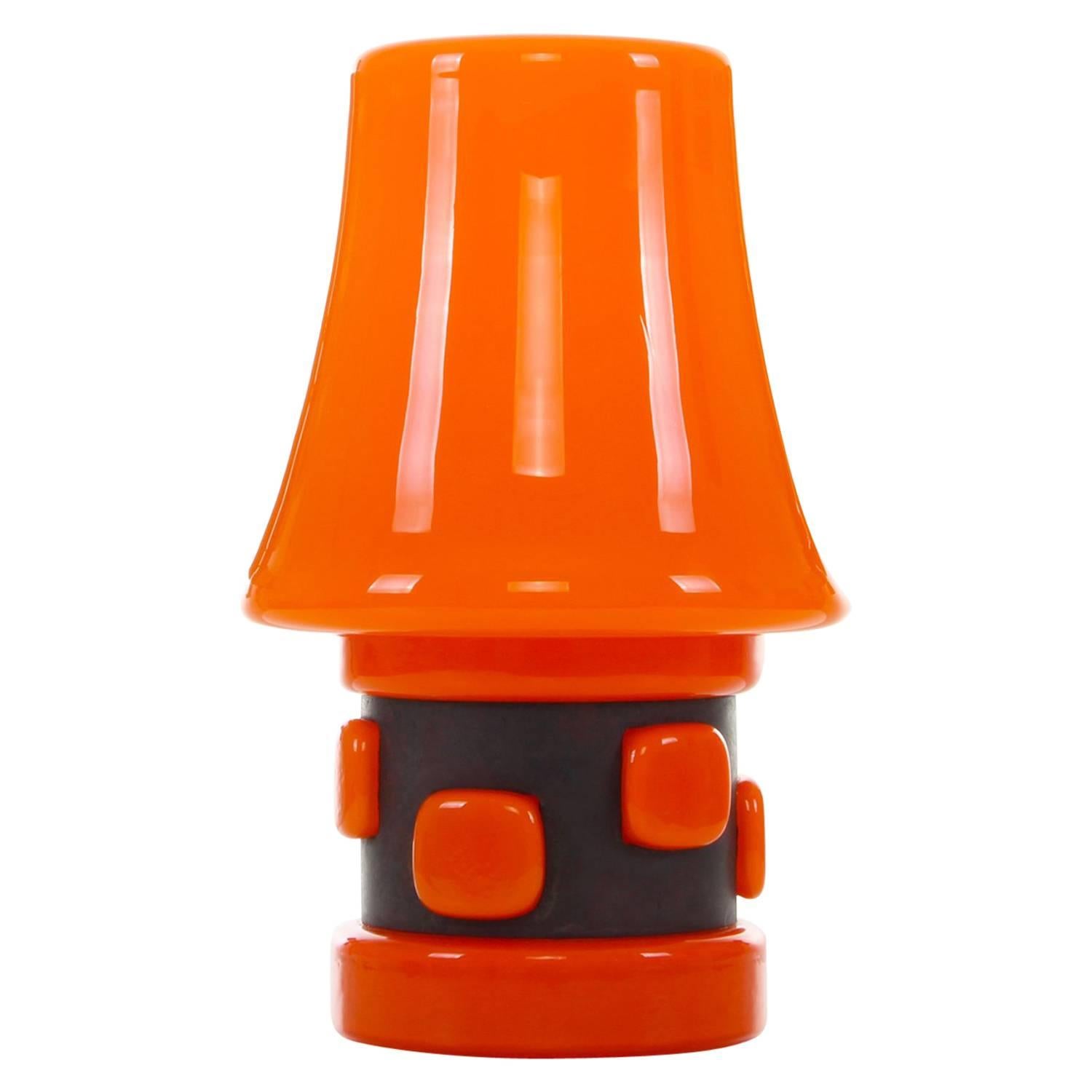 Orange Table Lamp by Danish BA, 1970s, Playful Orange Glass Table Light For Sale