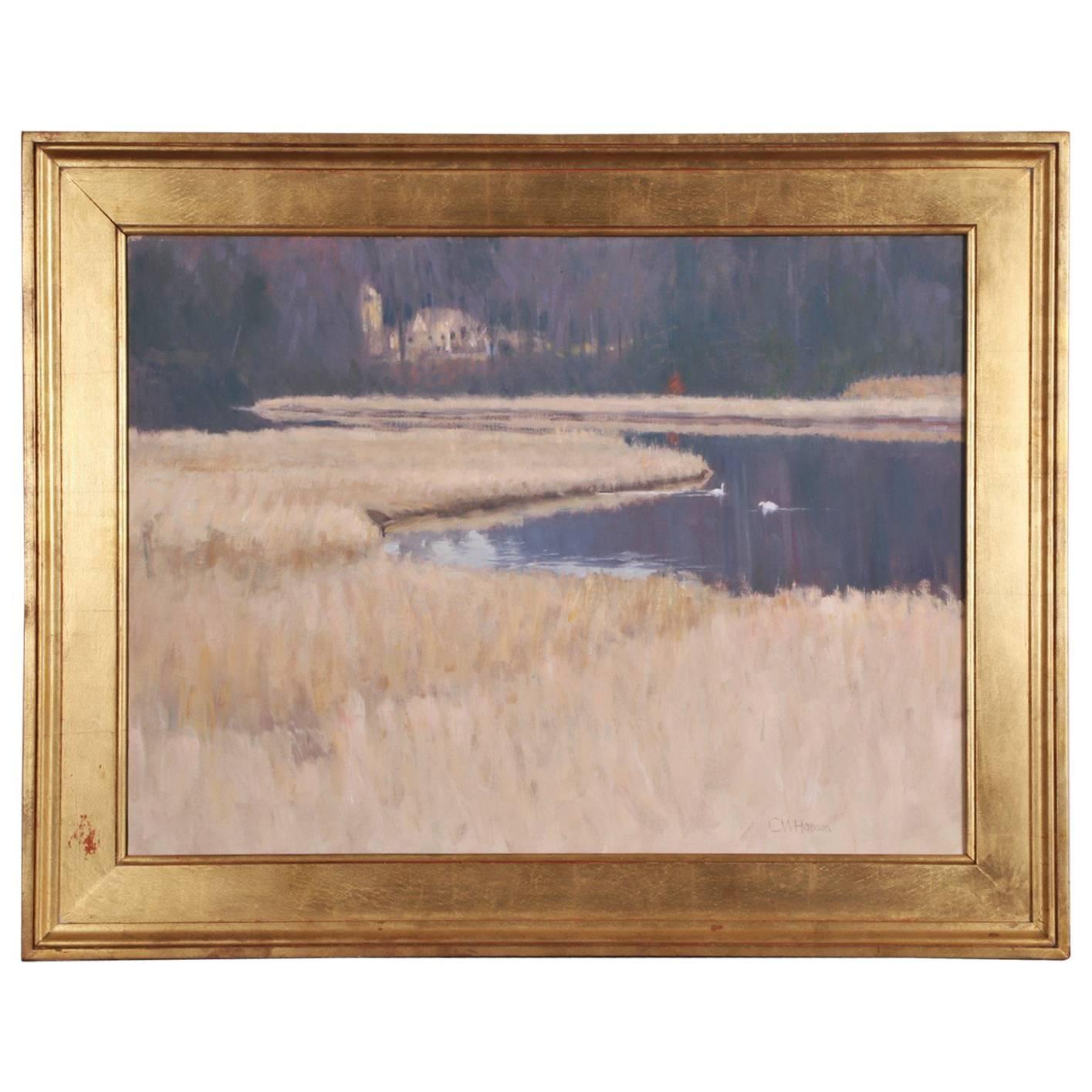 Curtis W. Hanson 'CT Artist' Oil On Canvas, Marsh Landscape