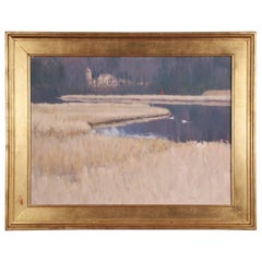 Vintage Curtis W. Hanson 'CT Artist' Oil On Canvas, Marsh Landscape