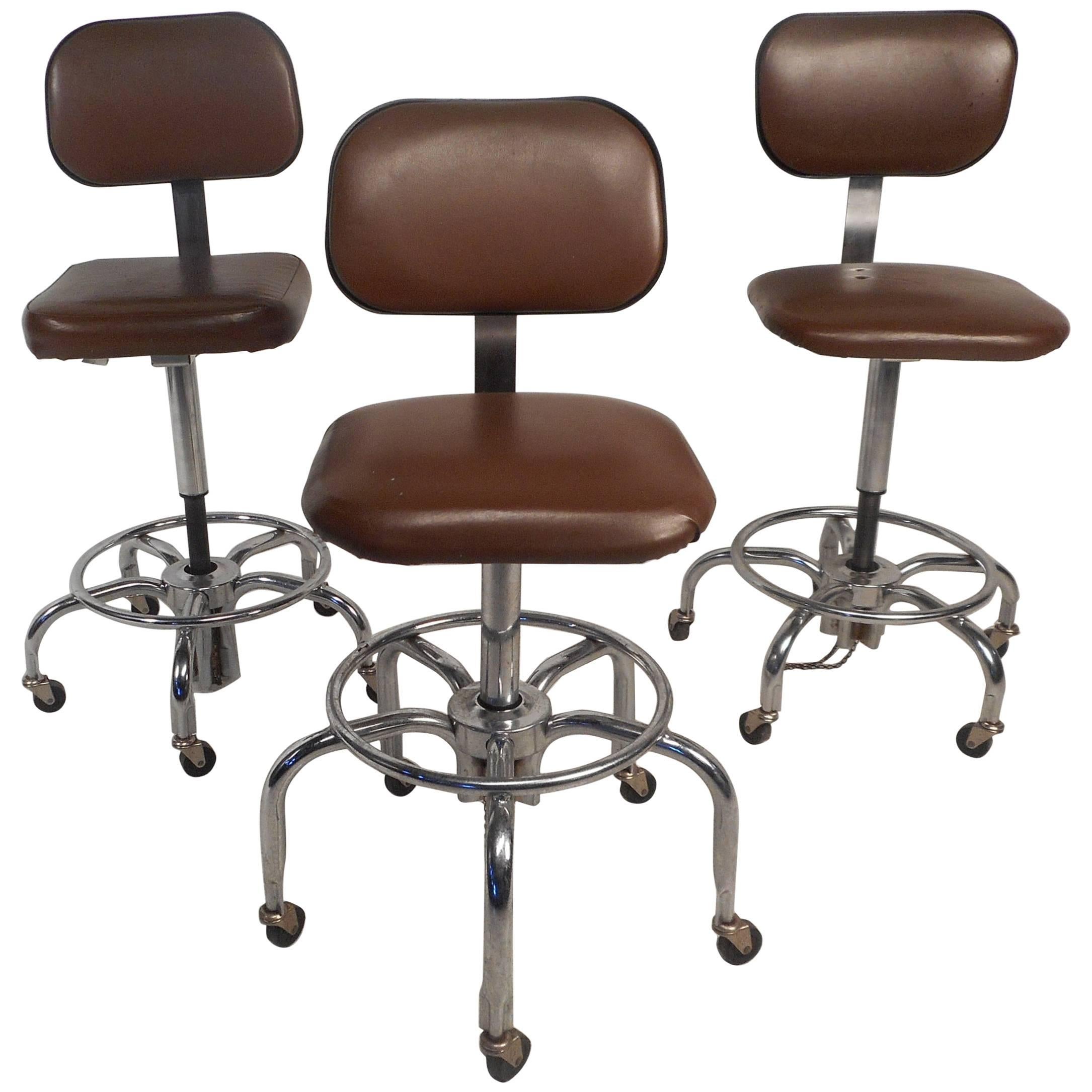 Set of Three Mid-Century Modern Bar Stools by American Electronic Labs