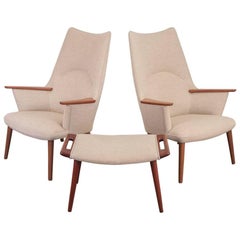 Pair of Hans J. Wegner AP-27 High Back Lounge Chairs for A.P. Stolen