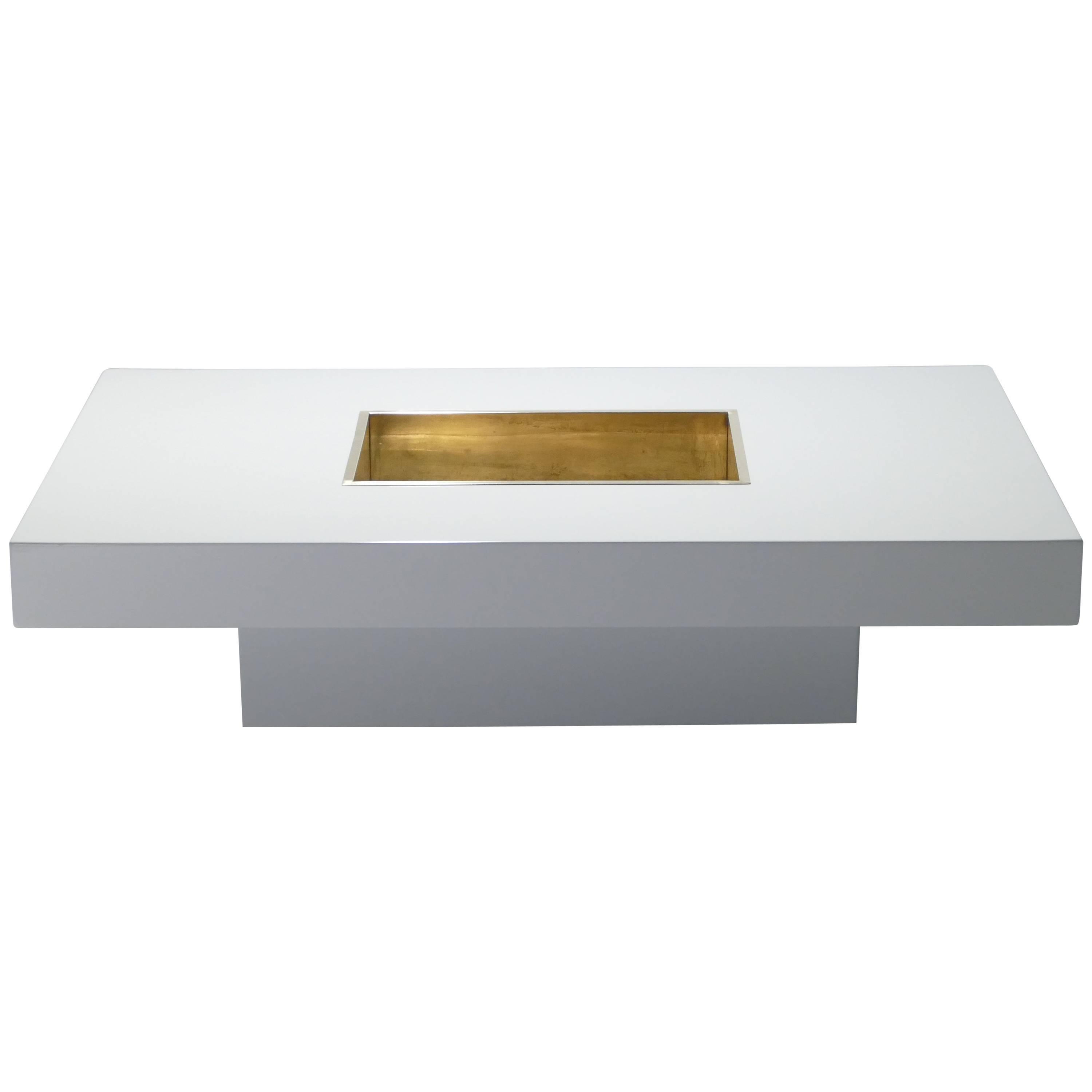 Willy Rizzo White Lacquer Coffee Table, 1970s