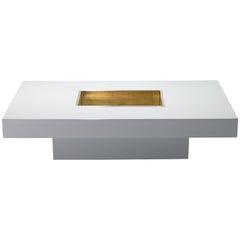 Willy Rizzo White Lacquer Coffee Table, 1970s Willy Rizzo White Lacquer Coffee Table, 1970s