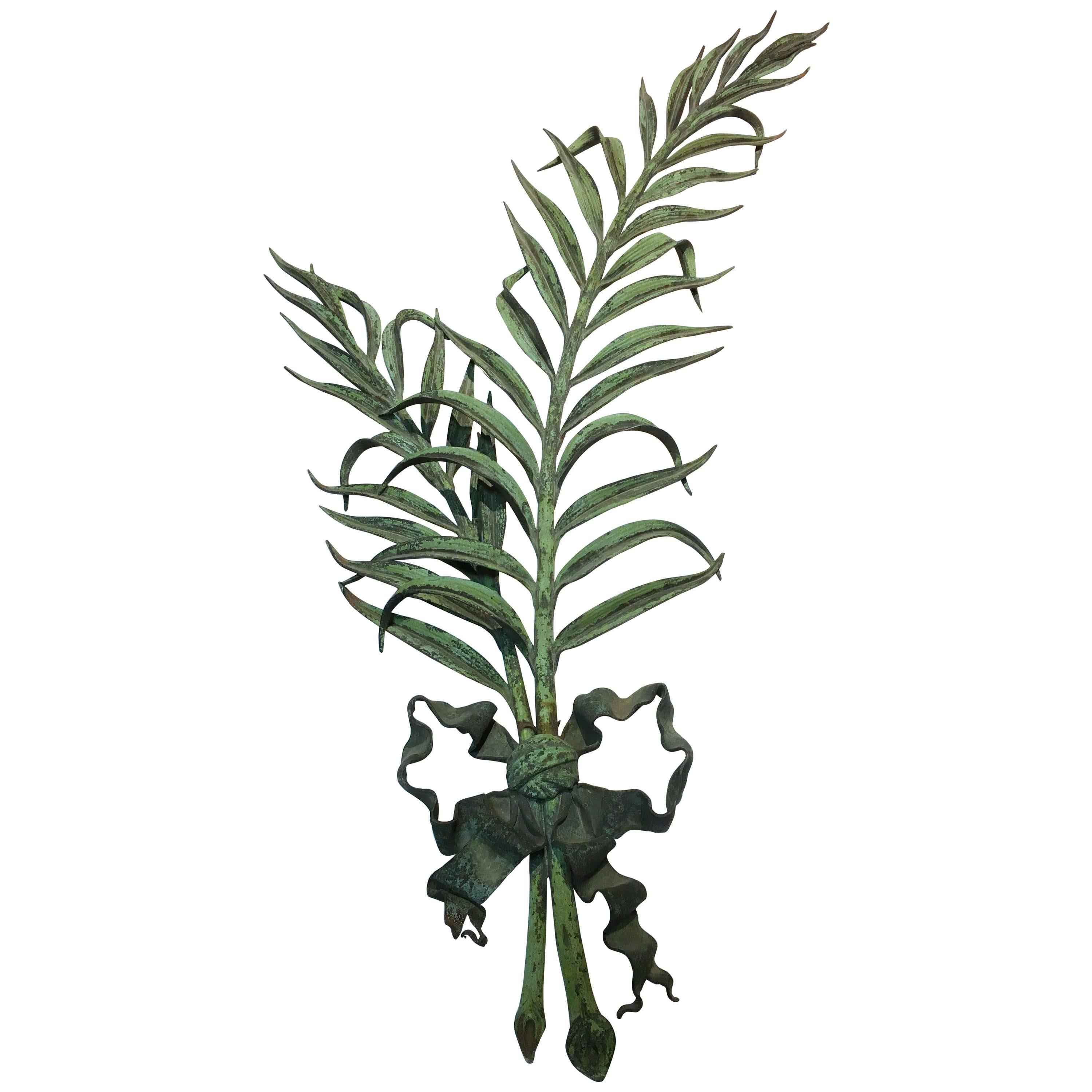 Louis XVI Bronze Applique of Branches and Ribbon