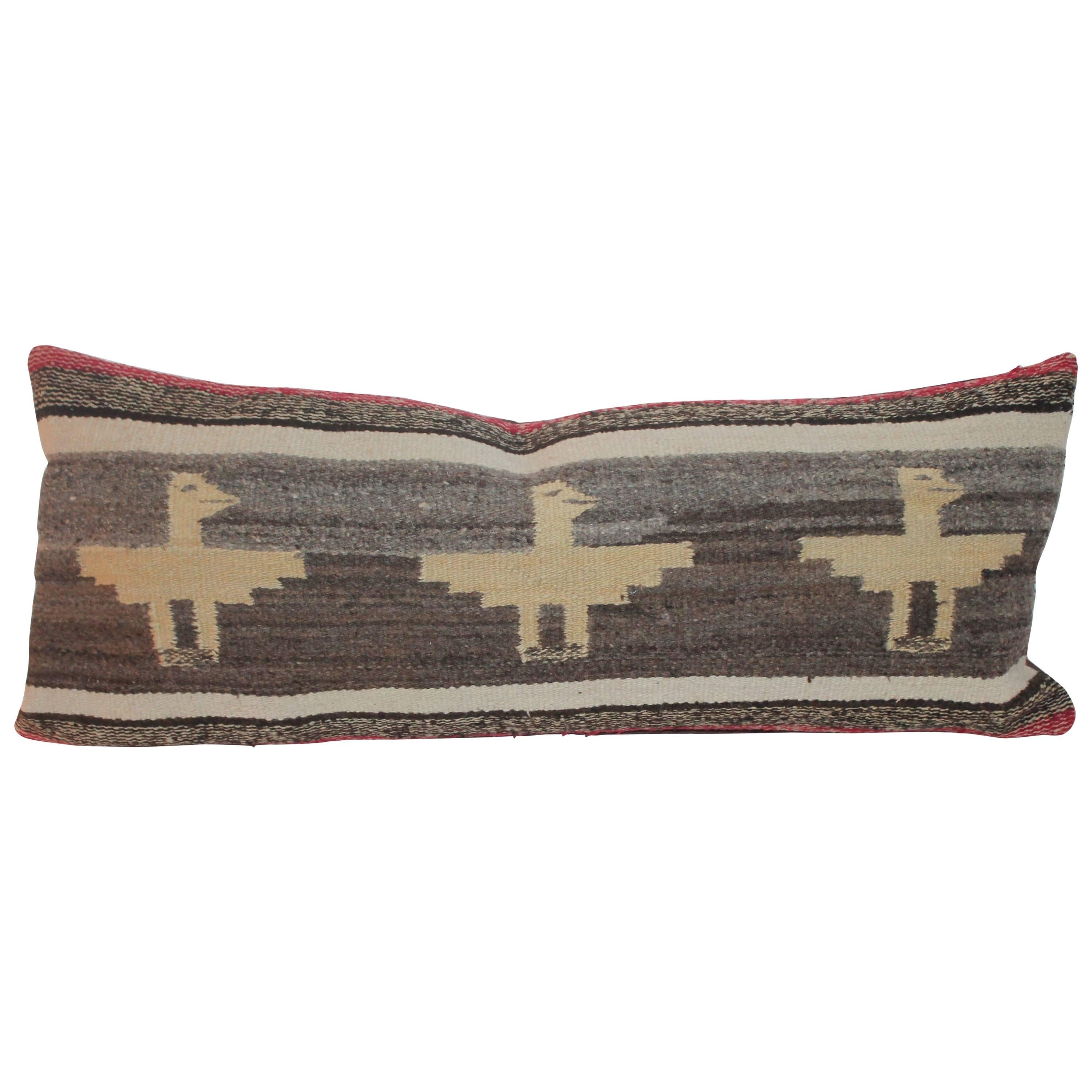 Navajo Indian Weaving Thunderbirds Bolster Pillow