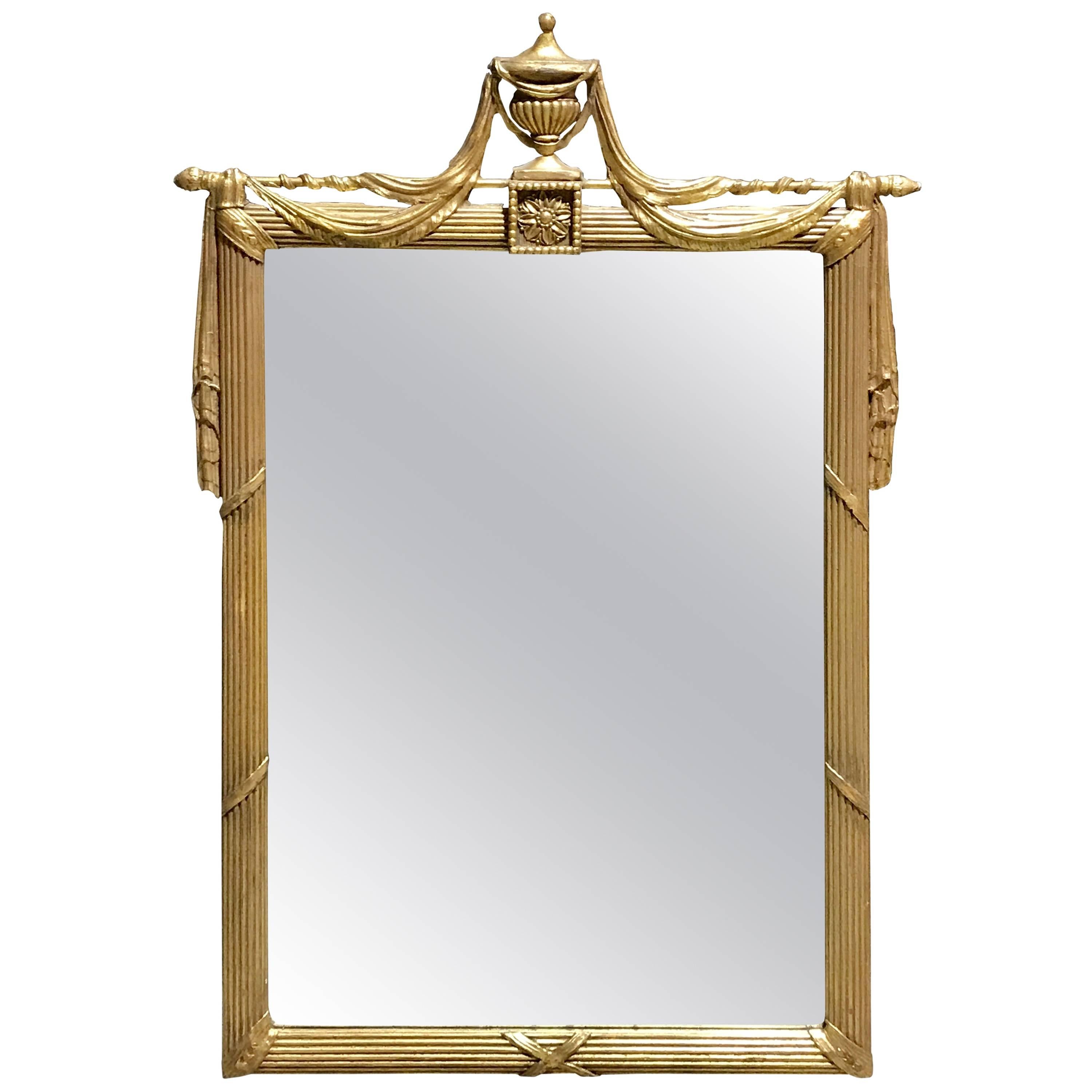 Giltwood Neoclassical Draped Mirror