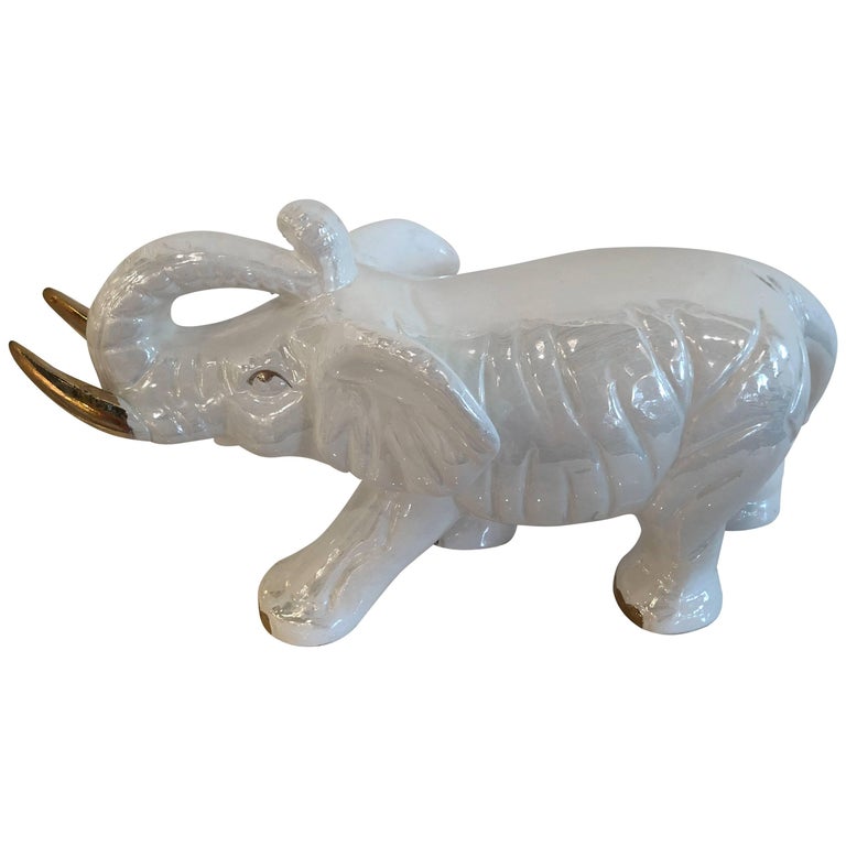 Vintage Ceramic Elephant Statue Hollywood Regency at 1stDibs