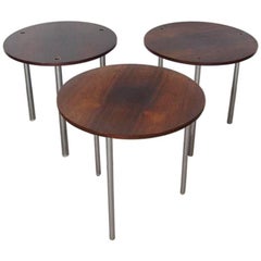 Very Rare Poul Nørreklit for Pedersen Round Nesting Tables in Rosewood