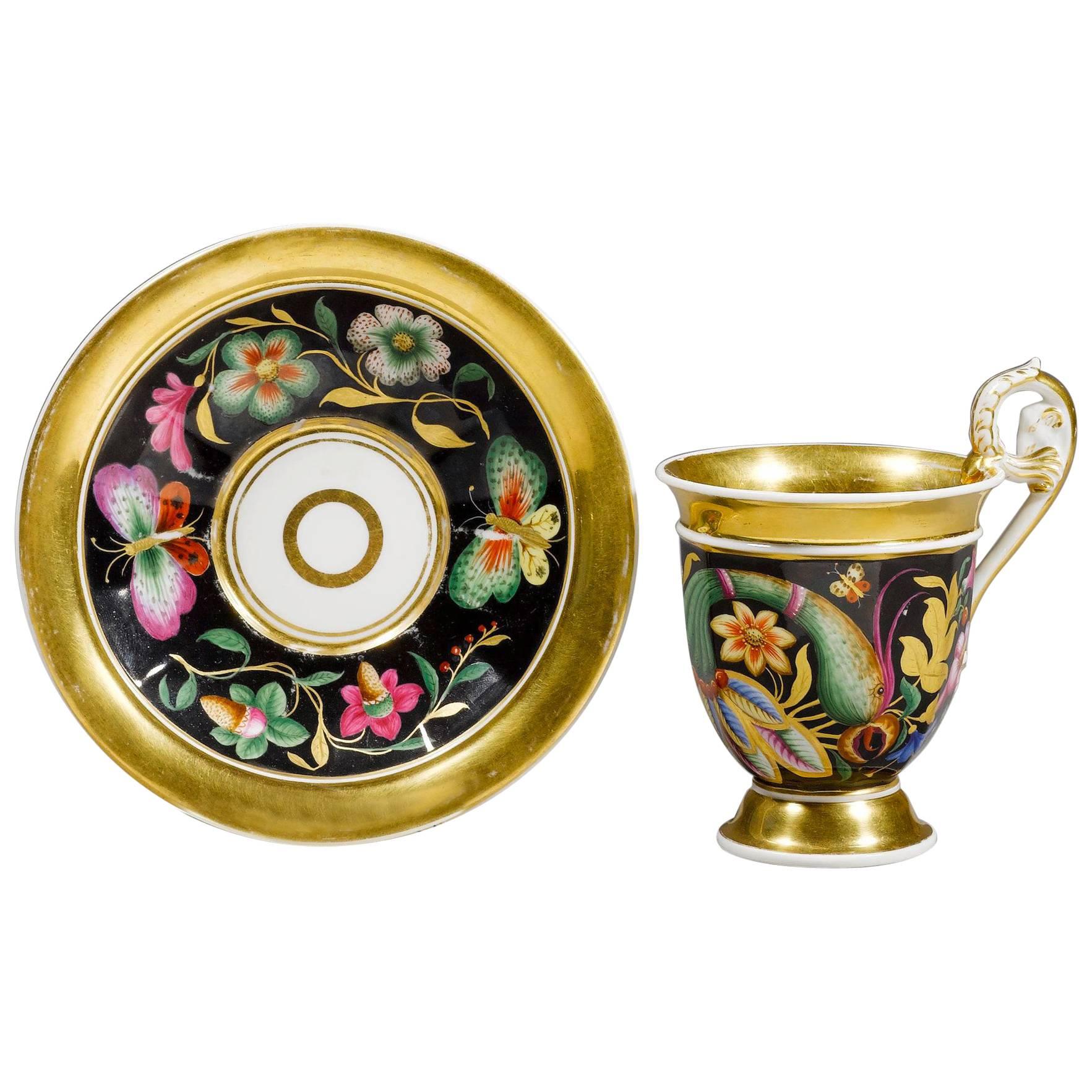 19th Century German Parcel-Gilt KPM Porcelain Teacup and Saucer