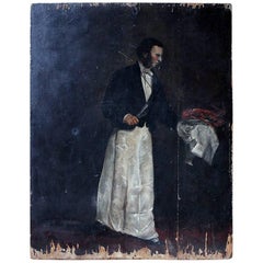 Antique Wonderful French School Oil on Board of a Waiter Serving a Lobster, circa 1890