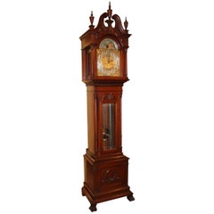 Antique Exceptional Smith Patterson & Co Boston Mahogany Tall Clock with Moon Phase Dial