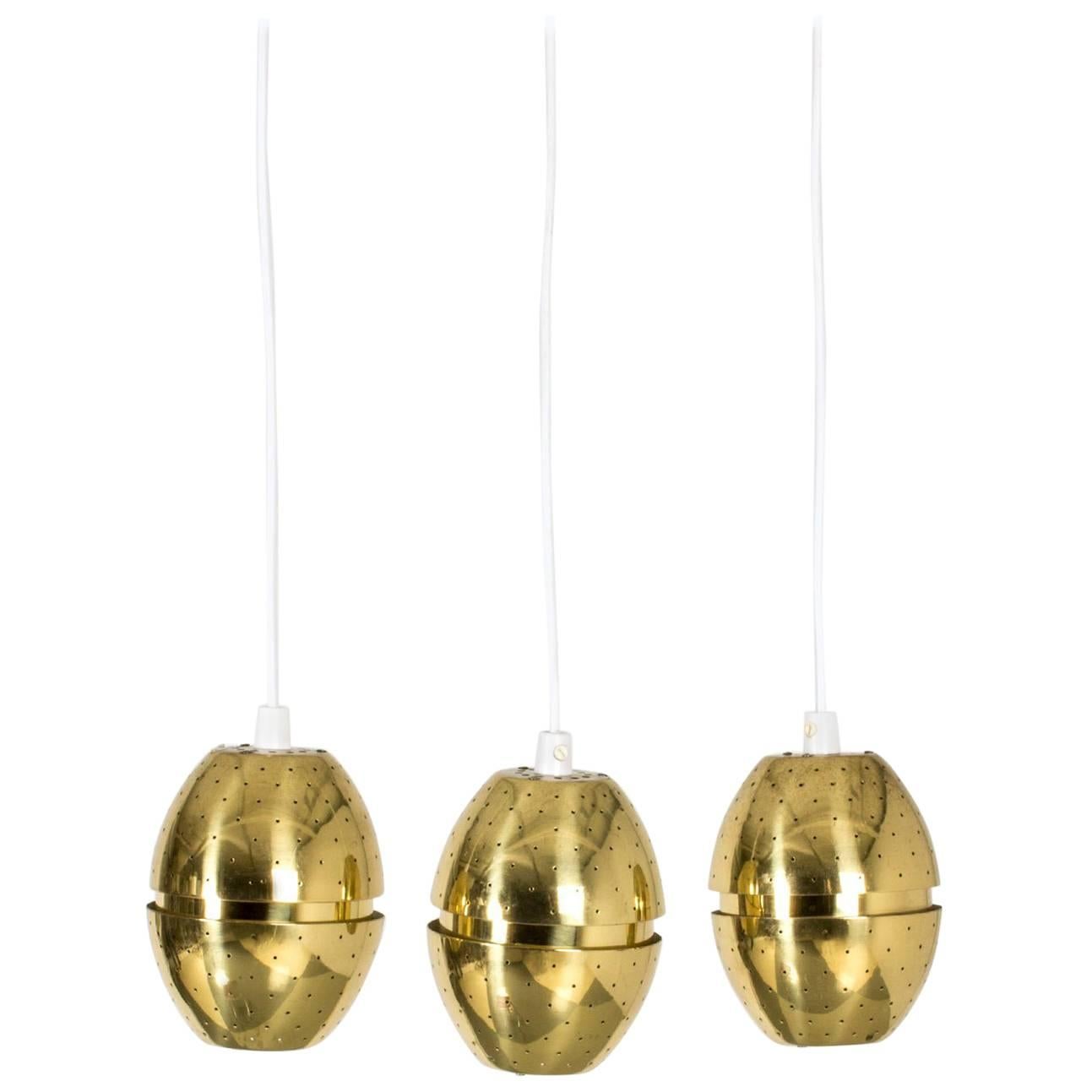 Set of Three Brass Pendant Lamps by Hans-Agne Jakobsson