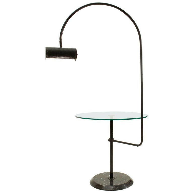 Marble and Glass Coffee Table with BuiltIn Lamp, 1980s at 1stDibs