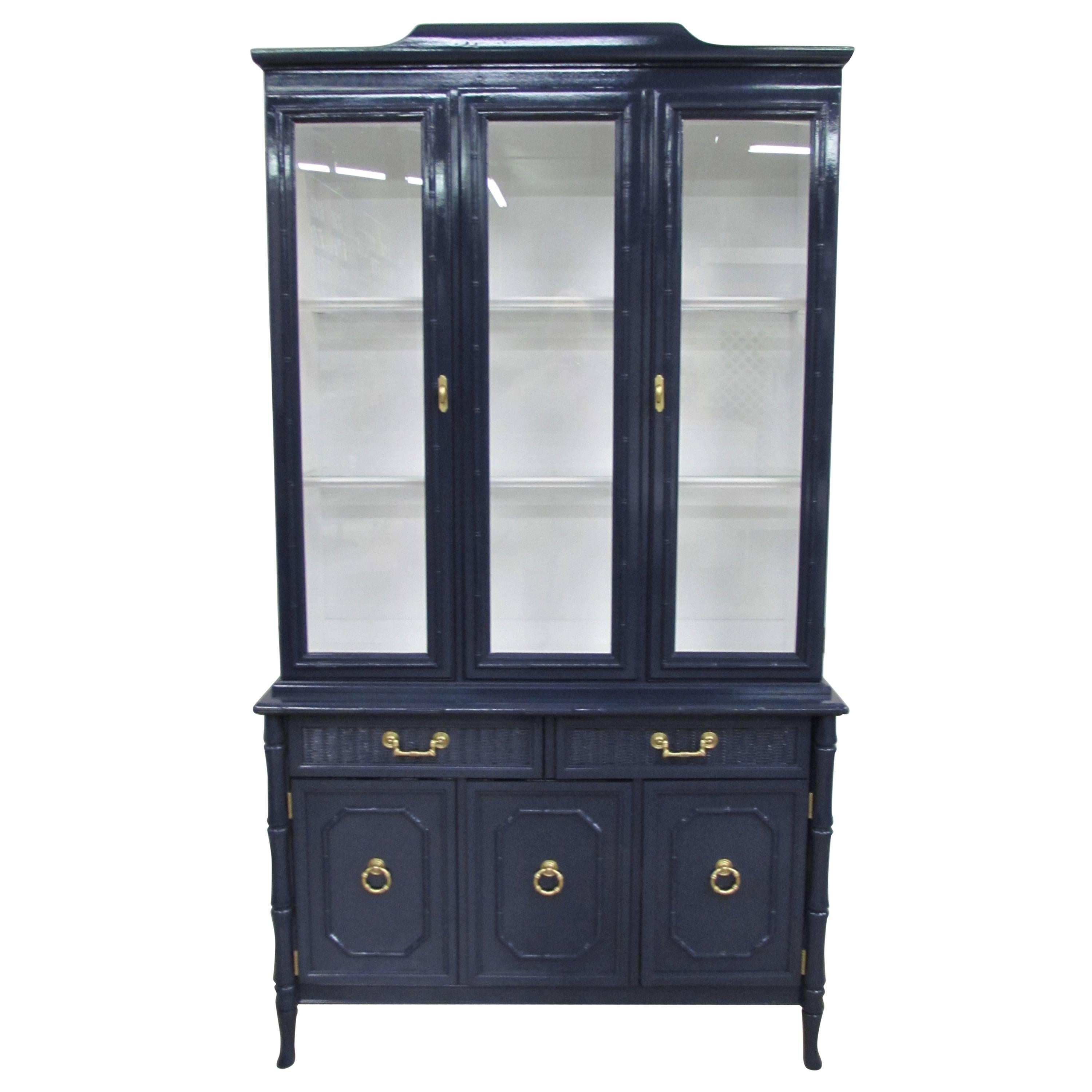Broyhill Lenoir House Faux Bamboo Chest and Hutch