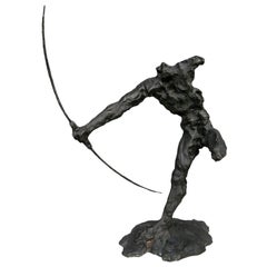 Vintage Bronze Sculpture of an Archer by Zoran Males
