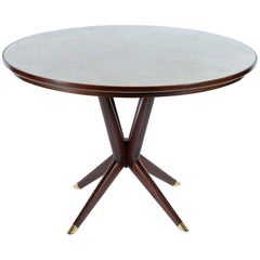 Italian Round 1950s Table with Glass Top