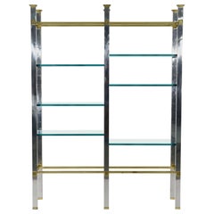 Midcentury Chrome and Brass Etagere
