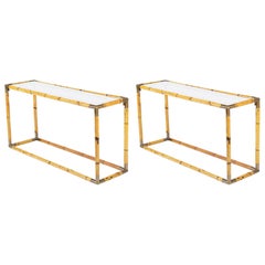 Mid-Century Modern Banci Florence Pair of Bamboo and Brass Console