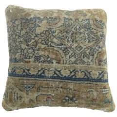 Coussin de tapis persan Herati bleu et beige