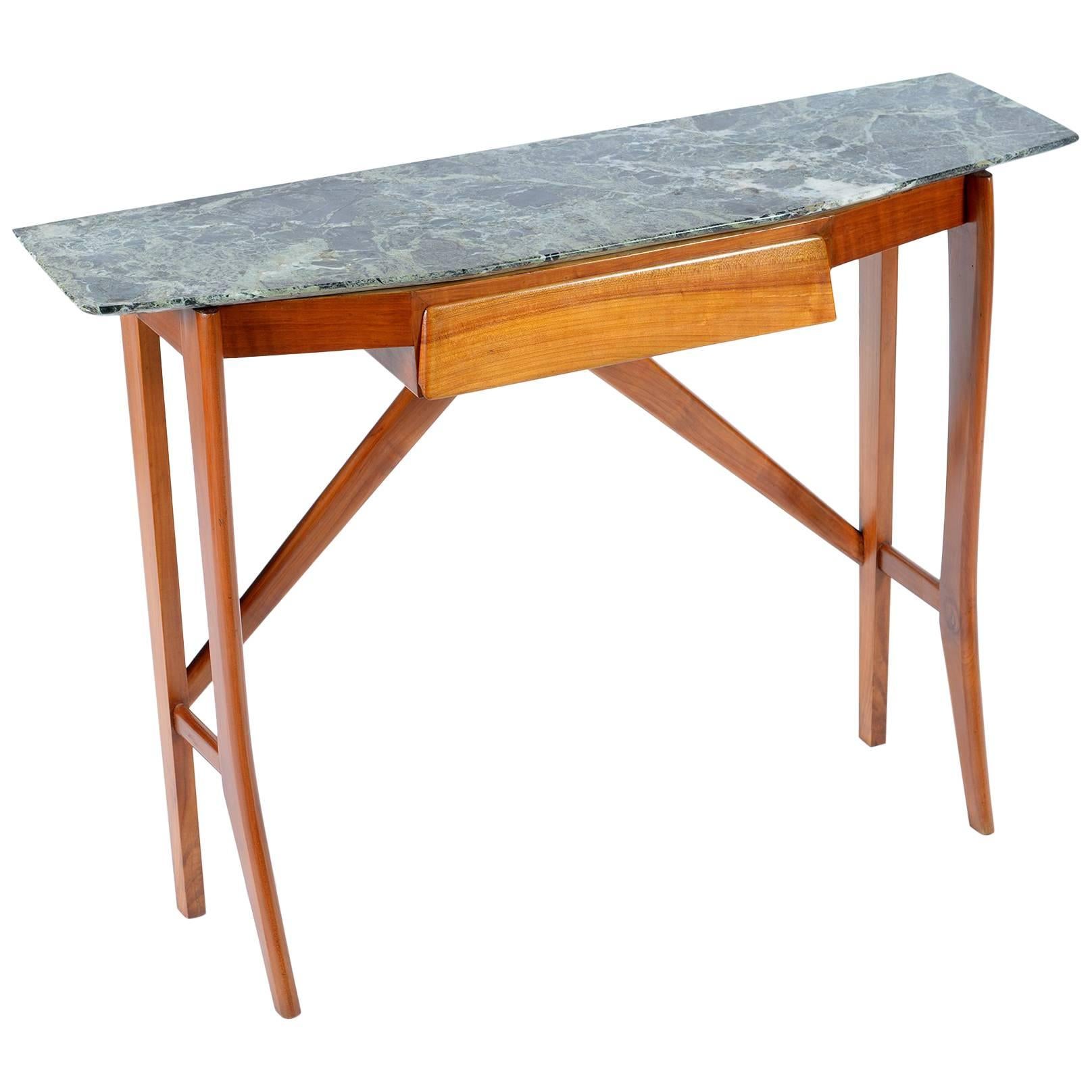 Italian Midcentury Console with a Drawer and Alps Marble Top