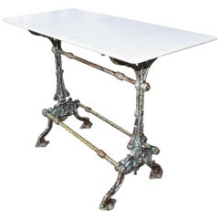 antique french bistro table marble top 19th Century French Antique Bistro Table with Marble Top