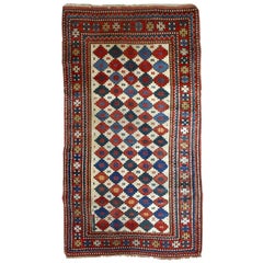 Handmade Antique Caucasian Kazak Rug, 1890s
