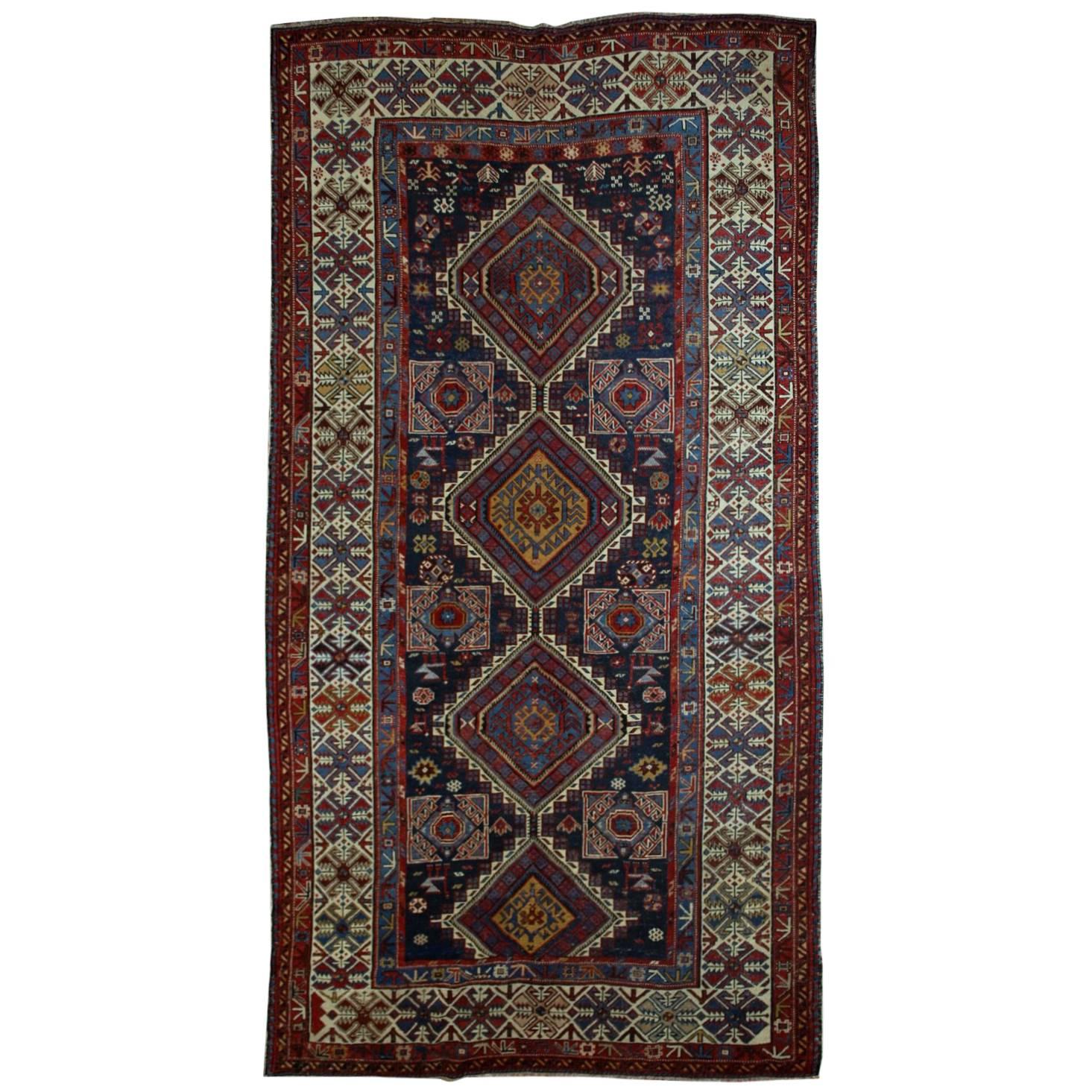 Handmade Antique Caucasian Shirvan Rug, 1880s