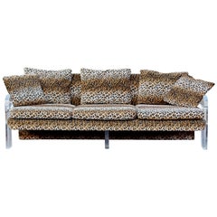 Mid-Century Modern Rare Vladimir Kagan Leopard Print Lucite Sofa, 1970s