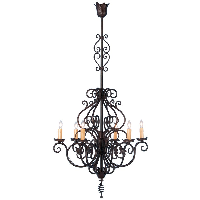 Vintage French Medieval Wrought Iron Chandelier at 1stdibs