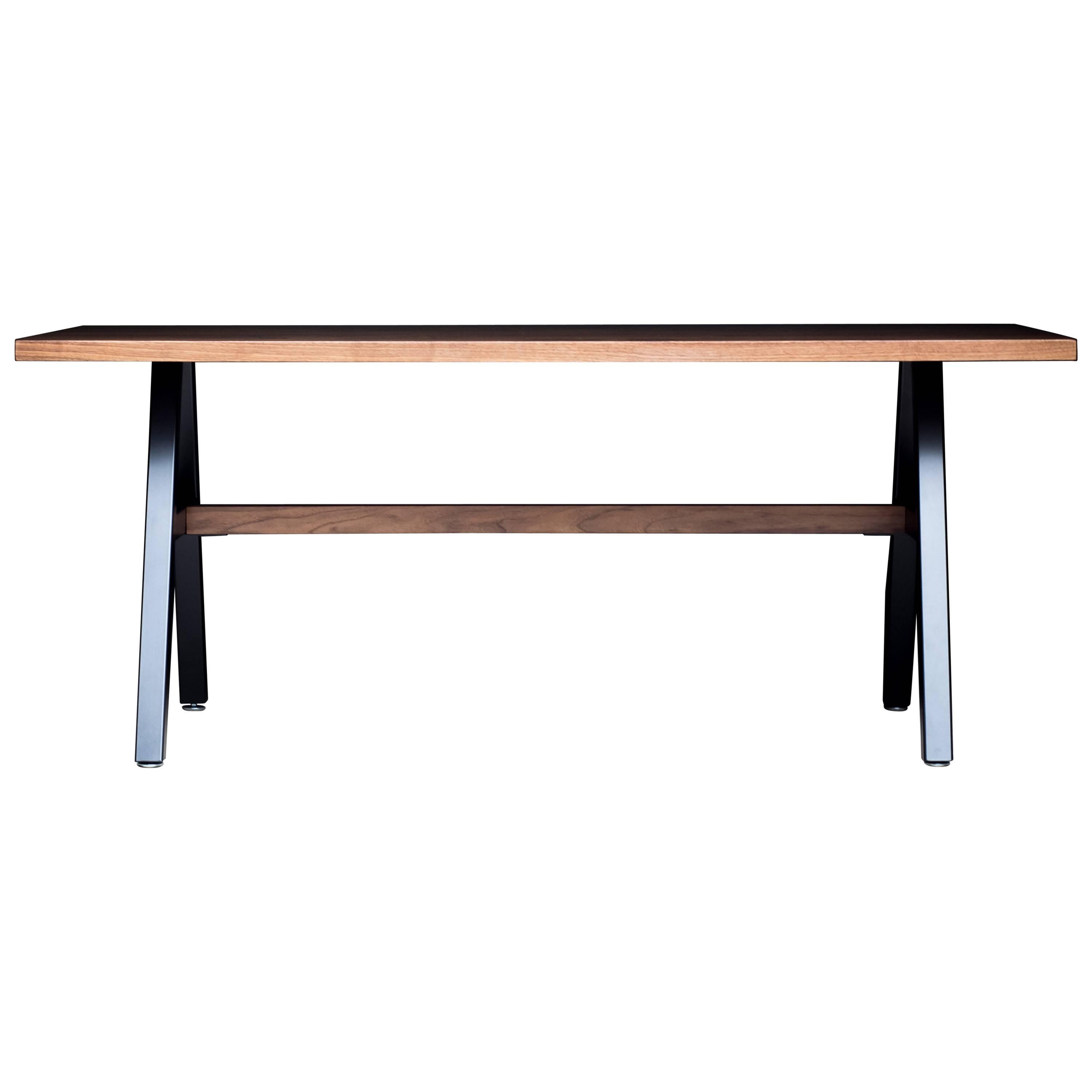 The Cooper, Modern Walnut and Powder Coated Steel Dining Table For Sale