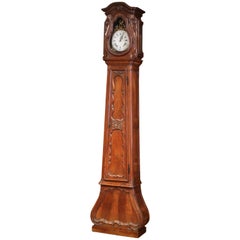 18th Century French Louis XIV Hand Carved Walnut Tall Case Clock with Rooster 
