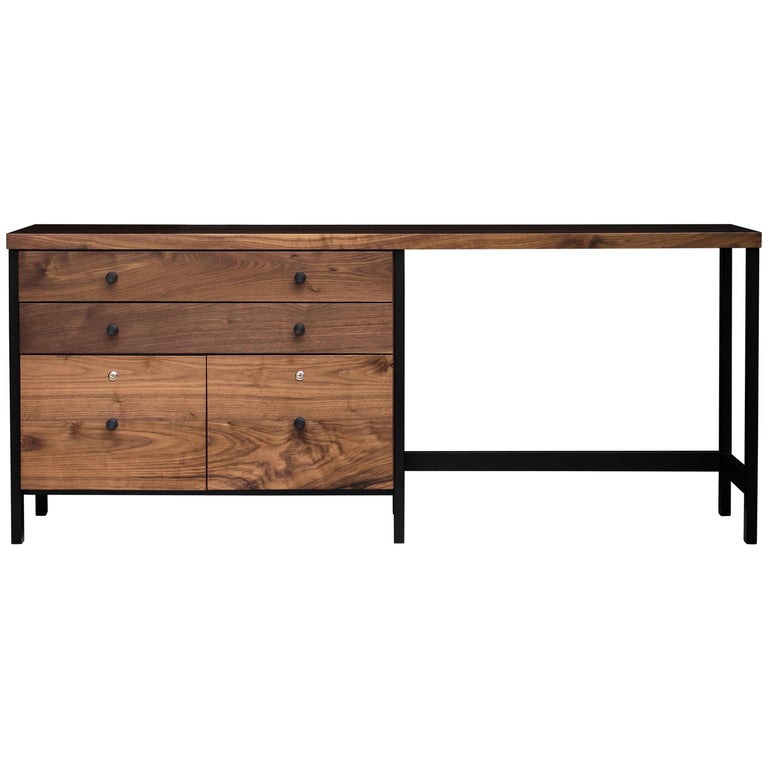 The Buxton Modern Walnut And Powder Coated Steel Credenza Desk For The Buxton Modern Walnut And Powder Coated Steel Credenza Desk For