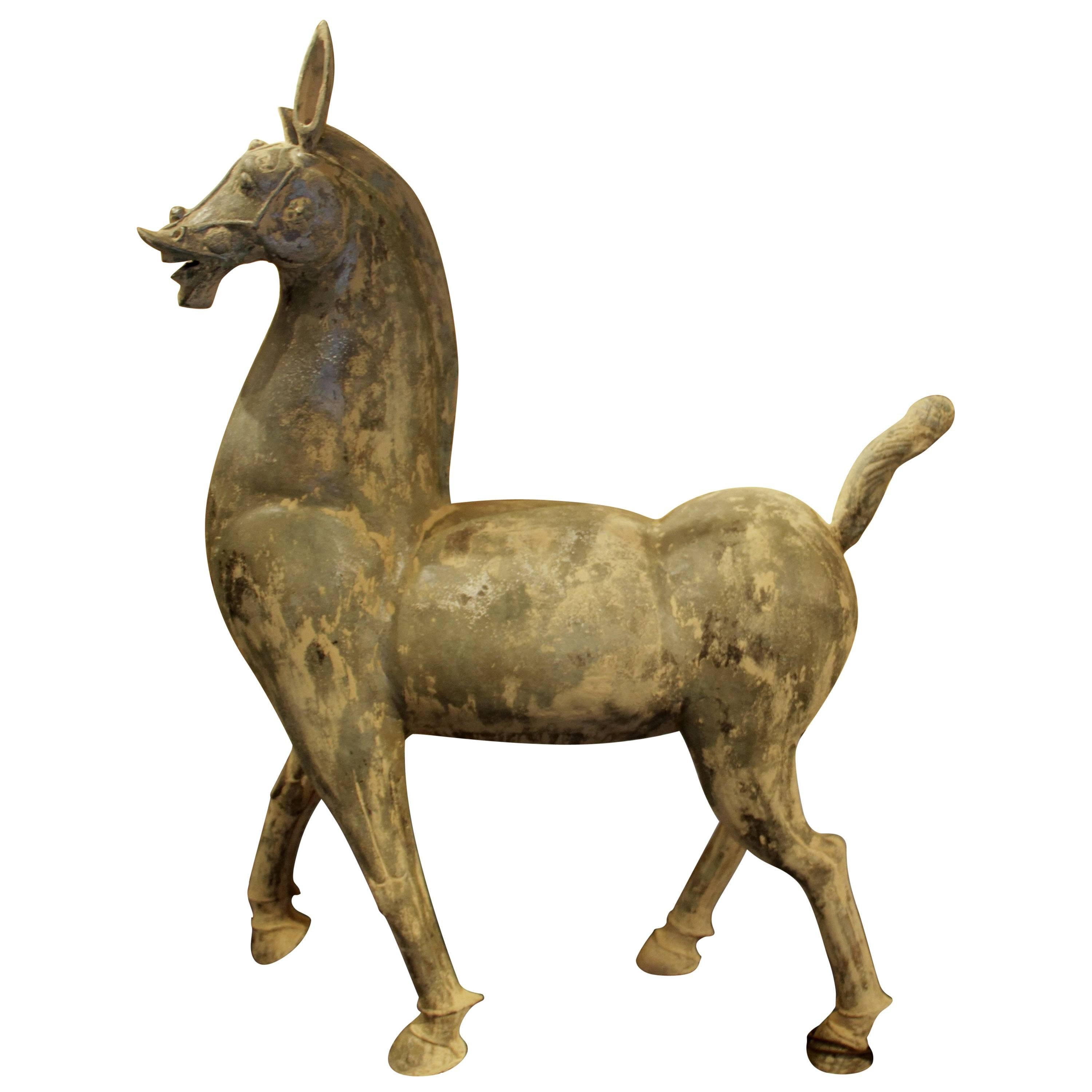 Terra Cotta Tomb Carriage Horse, China, Han Dynasty 200 BC-AD 220 For Sale