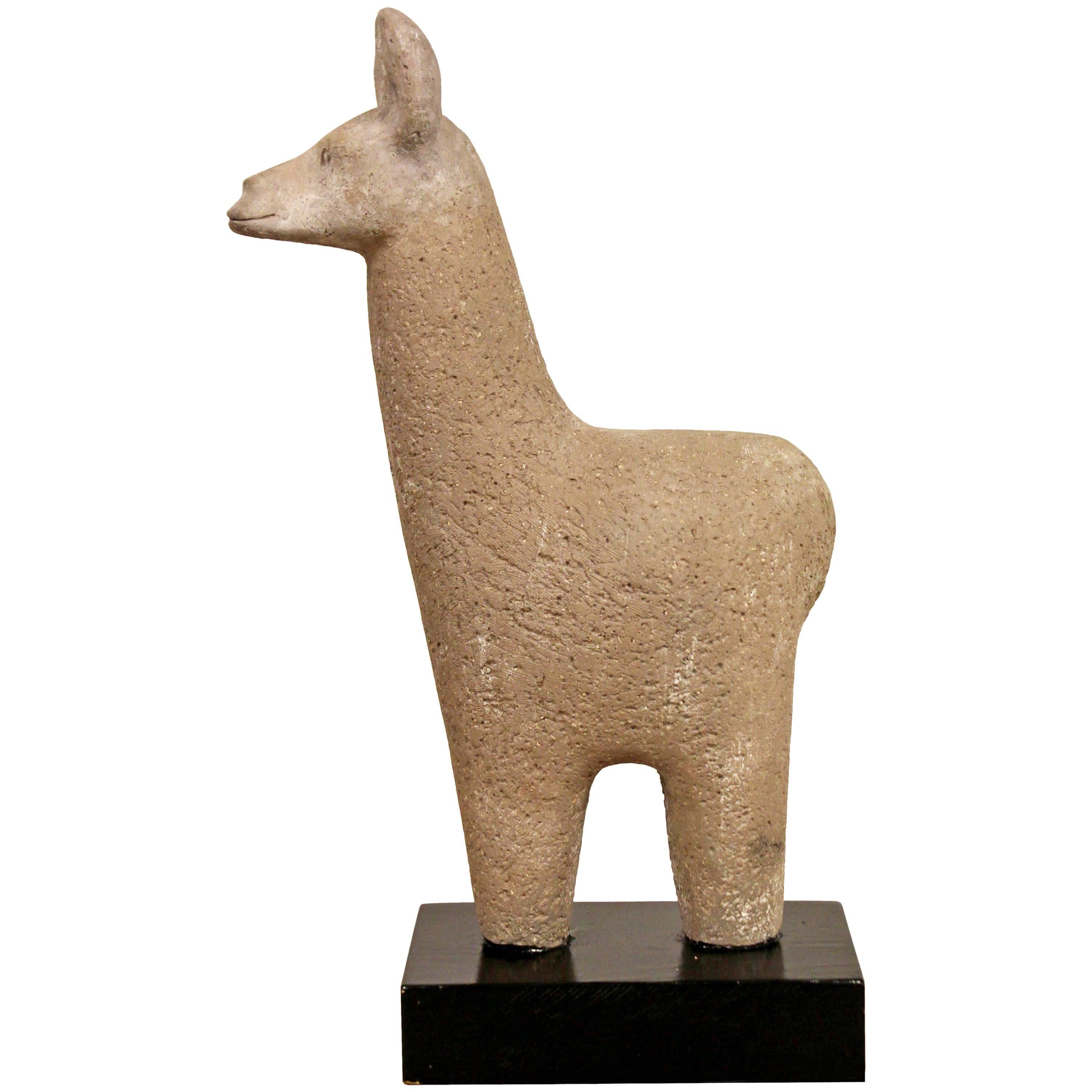 Mid-Century Modern Ceramic Llama Table Sculpture Signed Kempe